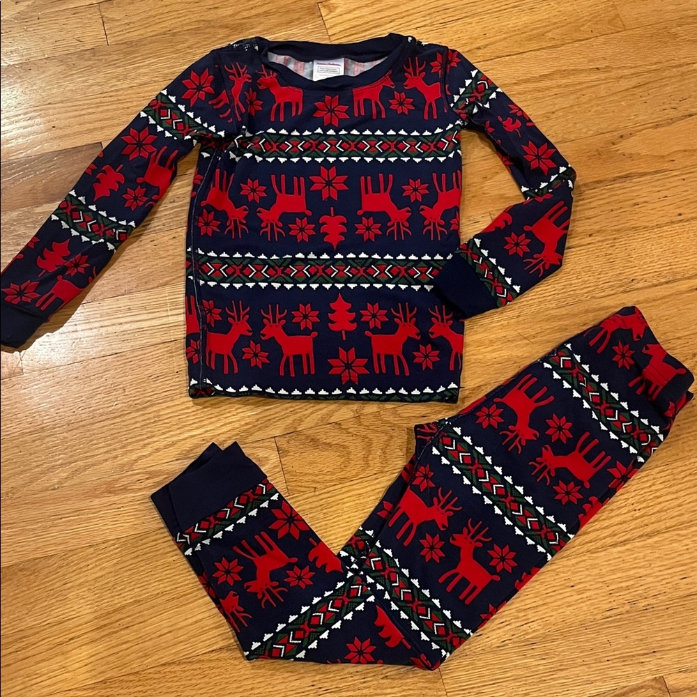 Hanna Andersson 5 Navy Deer Deer Pajamas